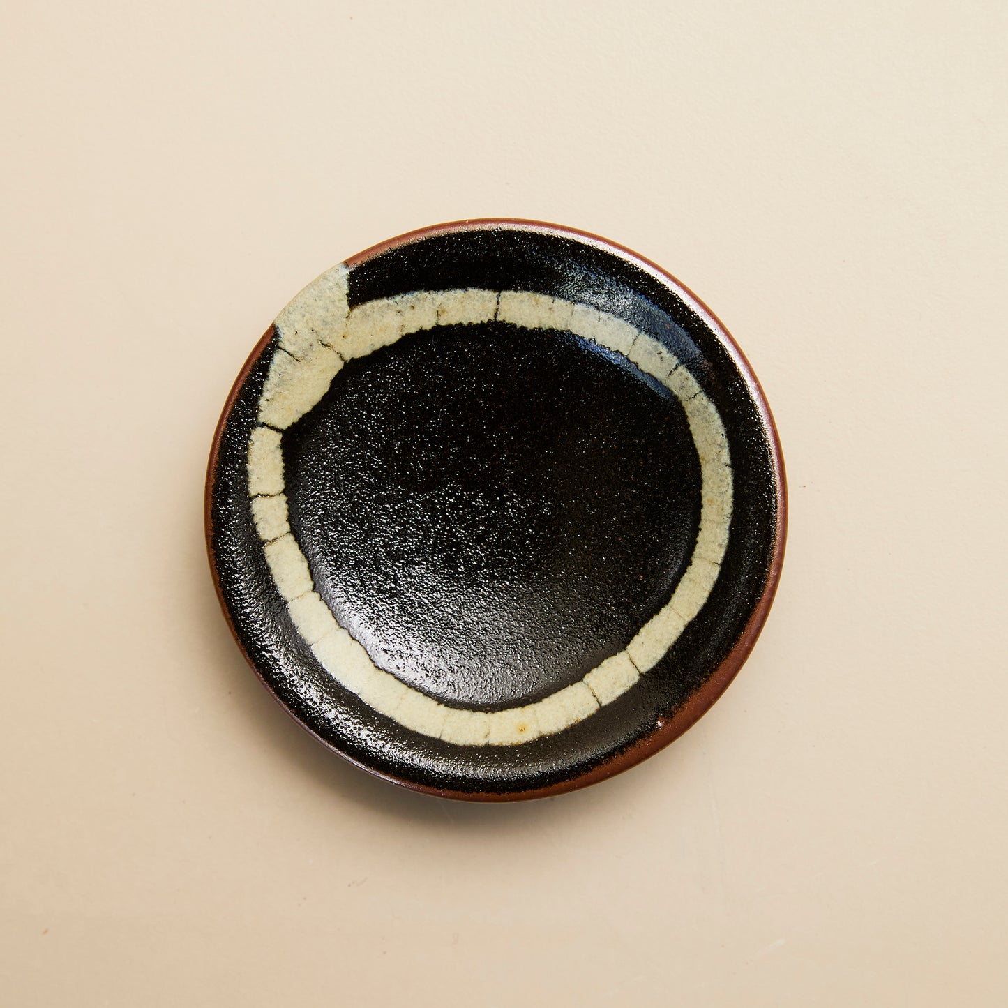 龍門司焼 川原史郎 豆皿【黒白】