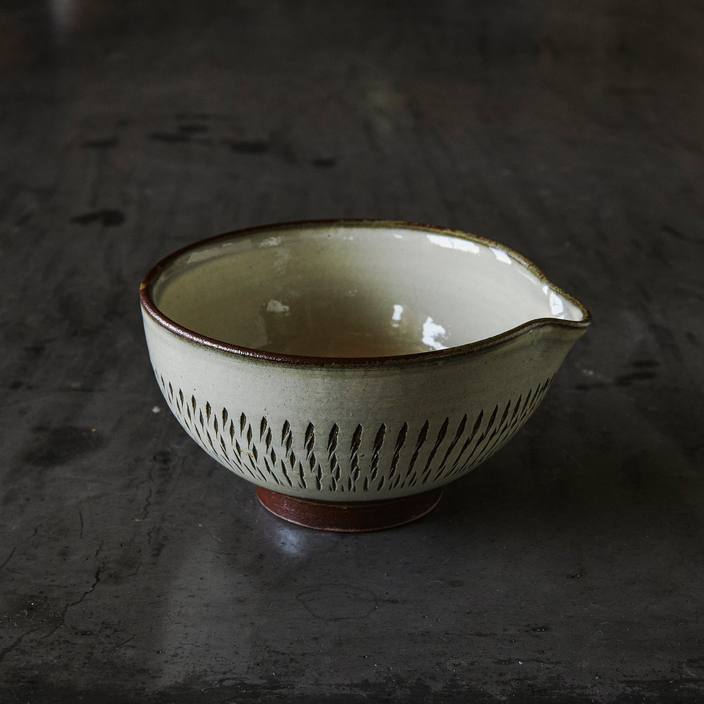 小石原焼 太田哲三窯 片口 5寸【白 飛び鉋】