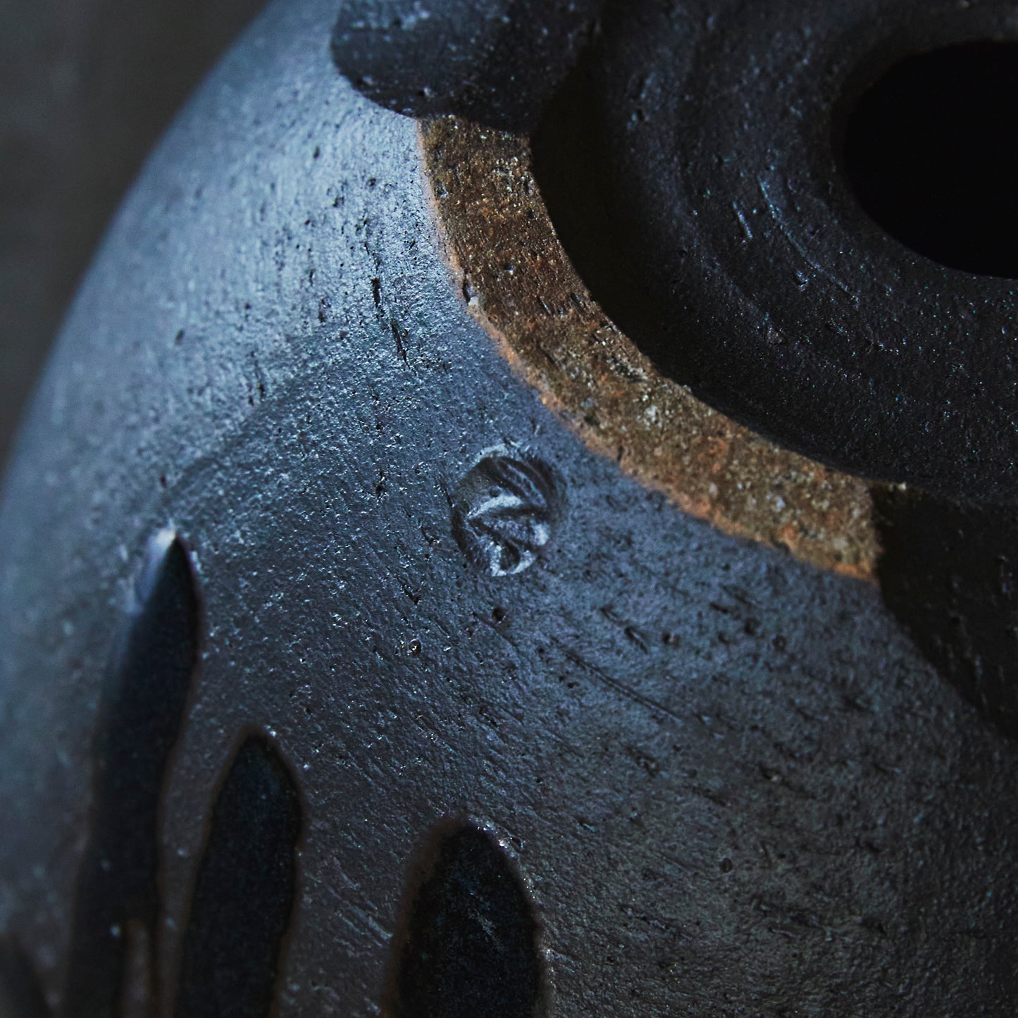 椿窯 荒尾浩之 植木鉢【お椀型・小・青】