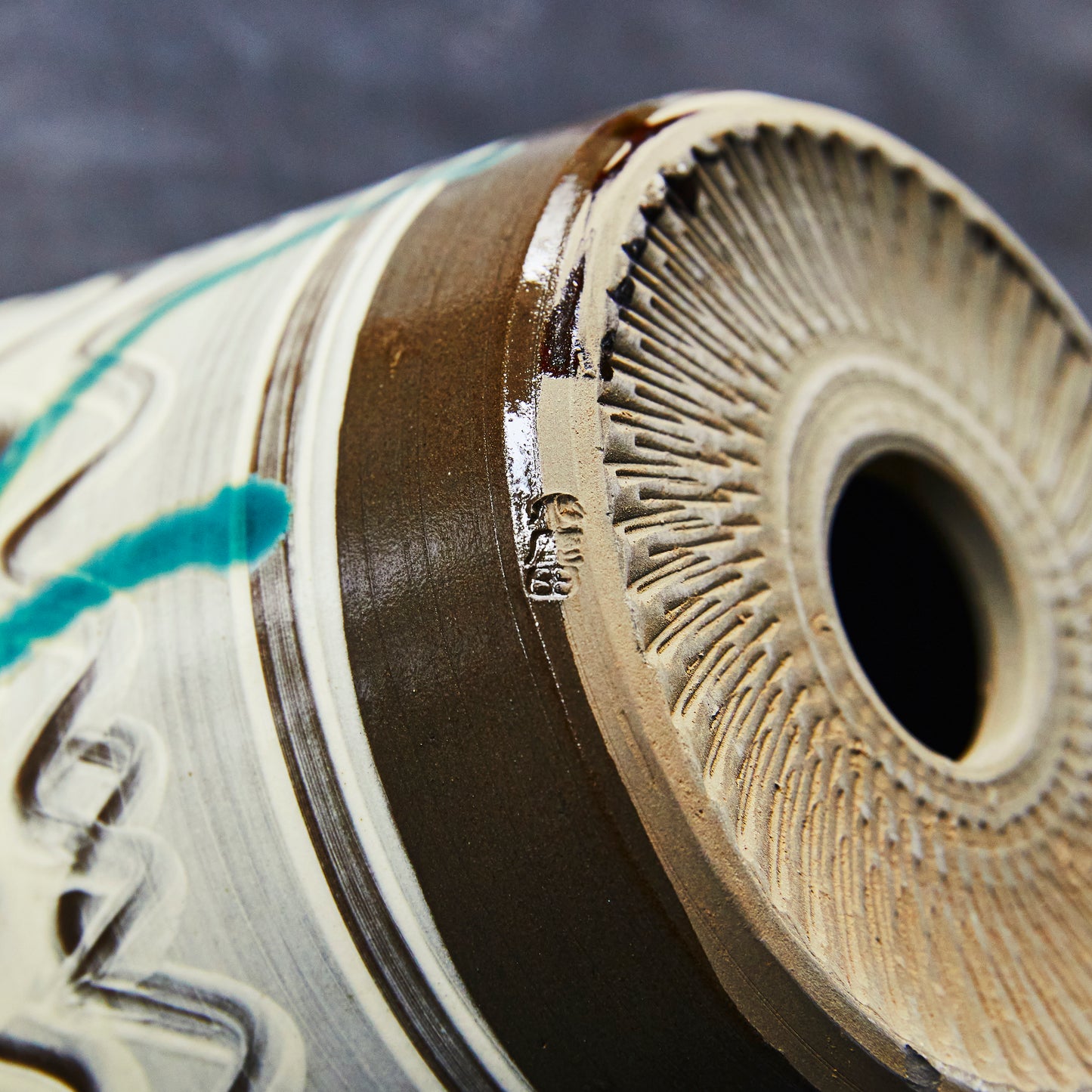 小鹿田焼 坂本拓磨 植木鉢5号【指描き】